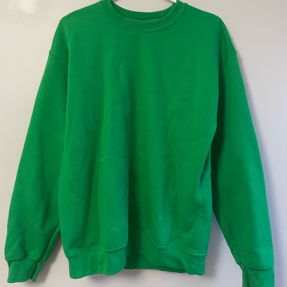 dark green fleece crewneck sweatshirt